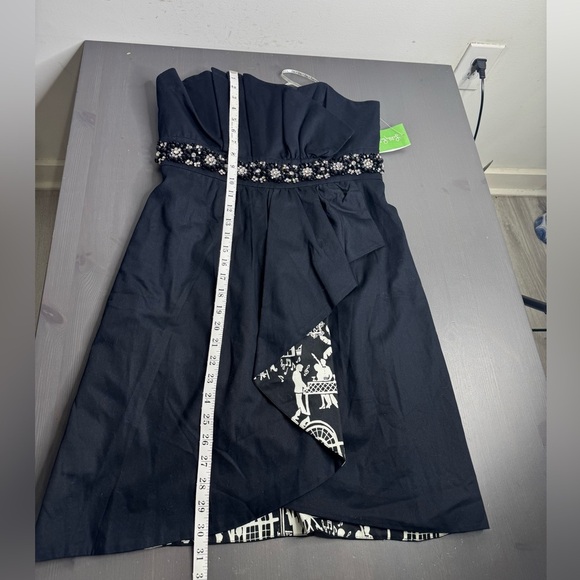 Lilly Pulitzer Crystal Black Late Night Toile Underlay Beaded Waist Dress - Picture 13 of 13